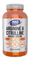 NOW FOODS L-Arginine 500 mg + L-Citrulline 250 mg (240 kaps.)