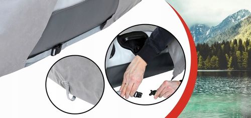 Pokrowiec plandeka osłona przykrycie na łódź łódkę wędkarską 110g 390-420 na Arena.pl