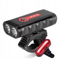 Lampka Rowerowa Przód Tył LED 1800lm Ładowana USB Zestaw Lampek Rowerowych