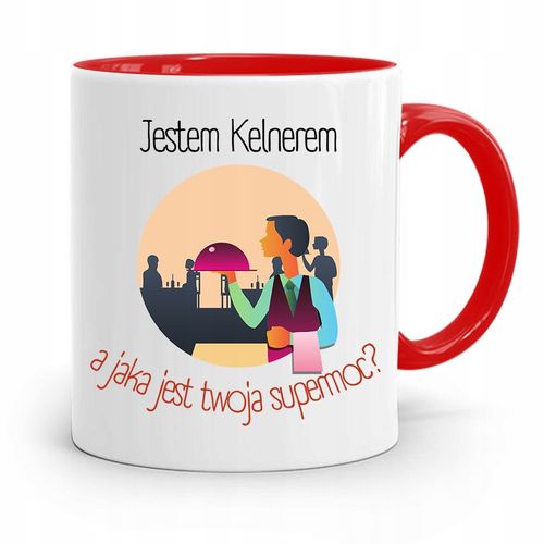 Dla Kelnera Kubek Czerwony Jestem Kelnerem Z Nadrukiem Ze Zdjęciem na Arena.pl