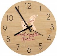 Bambusowy ZEGAR ścienny nadruk UV PREZENT DLA STYLISTKI PAZNOKCI + IMIĘ