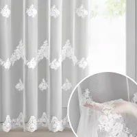 Firana gotowa na przelotkach ISARI 140x250 Eurofirany biała kwiatowy