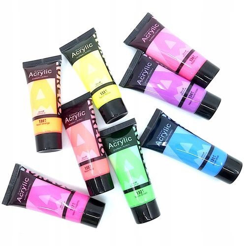 Farby Akrylowe NEONOWE Zestaw Farb Akrylowych Neonowych Farba NEO 8sztx21ml na Arena.pl