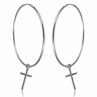 KOLCZYKI SREBRNE GŁADKIE KOŁA KÓŁKA KRZYŻYK 4CM