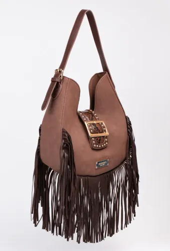 torba z frędzlami i ozdobną klamrą na Arena.pl
