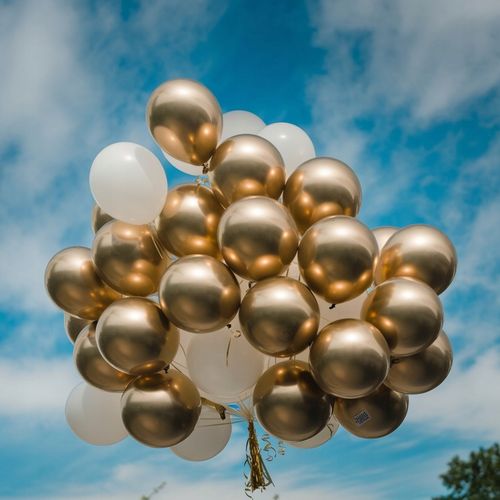 BALONY BIAŁO ZŁOTE CHROMOWANE ZESTAW BALONÓW NA KOMUNIĘ ŚLUB WESELE na Arena.pl