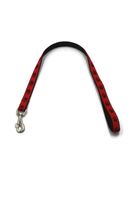 A-503 PEJCZ PODWÓJNA, KRÓTKA SMYCZ DLA PSA TAŚMA ŁAPKI 25mm/80cm Kolor - łapki czerwony