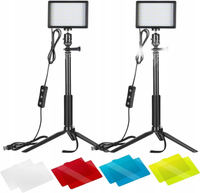 Zestaw Studyjny Oświetleniowy LED Neewer ZC-10S 2x Lampa 2x Statyw + Filtry