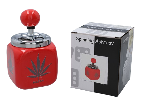 Czerwona Popielniczka W Stylu Rasta Z Nadrukiem Liścia Marihuany zdjęcie 2