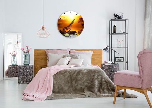 Zegar Ścienny - Serce Łabędzie  - 60X60 Cm - C3Ar60X60-3855 na Arena.pl