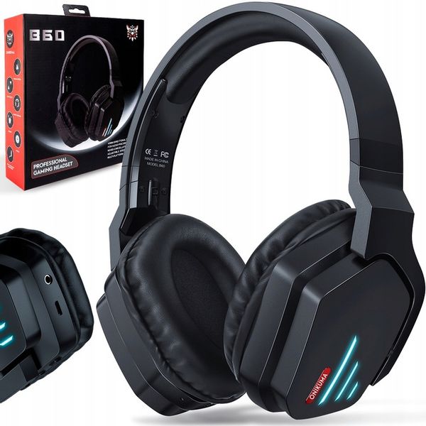 ONIKUMA B60 SŁUCHAWKI BEZPRZEWODOWE GAMINGOWE NAUSZNE MIKROFON BT 5.2 RGB zdjęcie 1