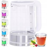 CZAJNIK ELEKTRYCZNY regulacja temperatury BEZPRZEWODOWY SZKLANY 1,7L BIAŁY