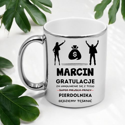 KUBEK SREBRNY PREZENT NA POŻEGNANIE KOLEŻANKI KOLEGI Z PRACY Z IMIENIEM na Arena.pl