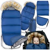 Zestaw śpiworek do wózka fotelika na sanki zimę granatowy torba + pokrowiec