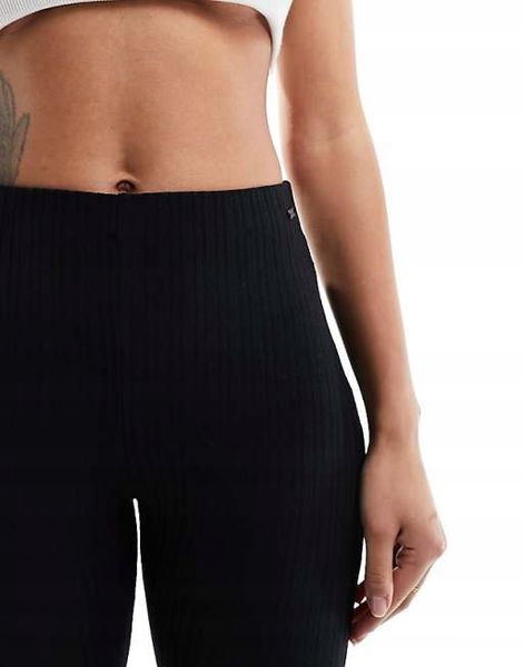 Spodnie Pull&Bear czarny prążkowane dzwony S zdjęcie 3