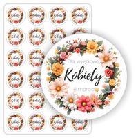 NAKLEJKI samoprzylepne koleżanki 8 marca DZIEŃ KOBIET 24 szt. 5 cm