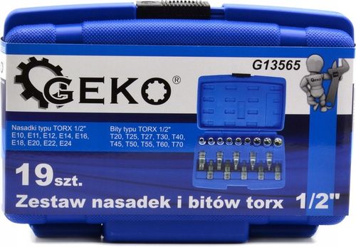 ZESTAW KLUCZY NASADKI I BITÓW TORX 1/2" 19SZT na Arena.pl