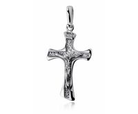 Srebrny rodowany duży krzyżyk krzyż dwustronny srebro 925 KKS0018