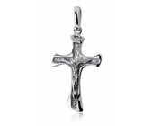 Srebrny rodowany duży krzyżyk krzyż dwustronny srebro 925 KKS0018