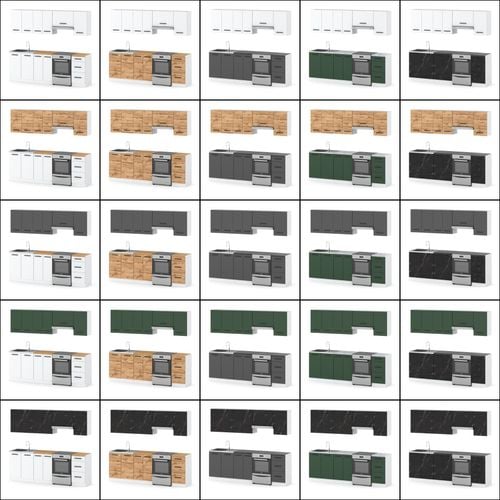 Kuchnia Pojemna Modułowa Z Blatem Mokka 2.4m Wotan Butelkowa Zieleń Szary na Arena.pl