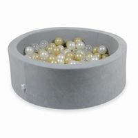 Suchy basen 90x30cm Velvet Soft Jasnoszary z piłeczkami 200szt (przezroczyste, jasnozłote, perłowe)