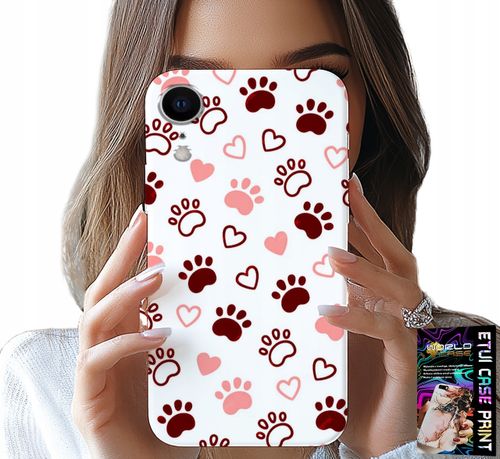 ETUI DO IPHONE XR - PSIE ŁAPKI NA BIAŁYM TLE, PIES, KOT, MIŚ na Arena.pl