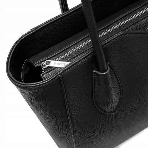 Torebka Shopper Damska PUCCINI Duża Mieści A4 Czarna Z Wycięciami BML053D-1 na Arena.pl