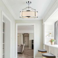 LAMPA wisząca Stanza Cromo M Orlicki Design okrągła OPRAWA w stylu klasycznym abażurowa kremowa chrom