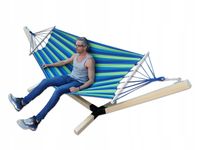 DUŻY MOCNY STELAŻ + HAMAK OGRODOWY DWUOSOBOWY - zestaw mobilny z regulacją