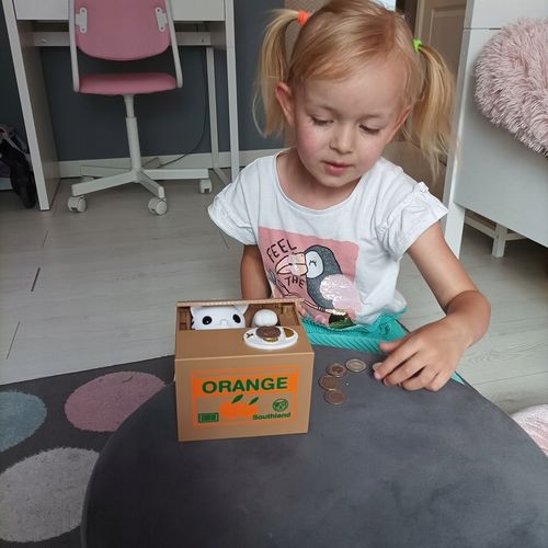 Skarbonka Kot Kotek Interaktywna Automat Miałczy Otwierana Prezent Dzieci na Arena.pl