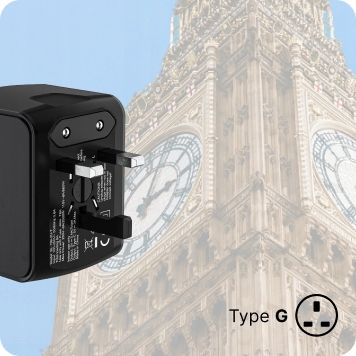 Wtyczka światowa VOOMY - 170+ krajów, 20W, 3 USB-A & 1 USB-C, Czarna na Arena.pl