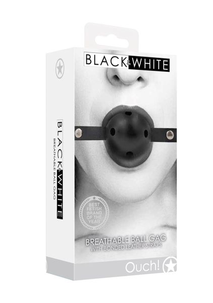Breathable Ball Gag - With Bonded Leather Straps zdjęcie 1