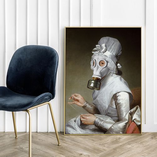 Plakat portret biała maska gazowa 21x29,7 cm A4 na Arena.pl