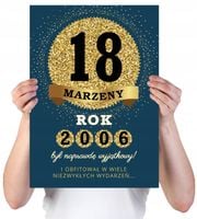 KARTKA XXL Z IMIENIEM URODZINOWA NA 18 URODZINY 2006 2007 2008 LAT + IMIĘ