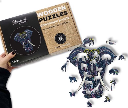 Puzzle Drewniane dla dzieci i dorosłych Słoń 2 Elephant 2 na Arena.pl