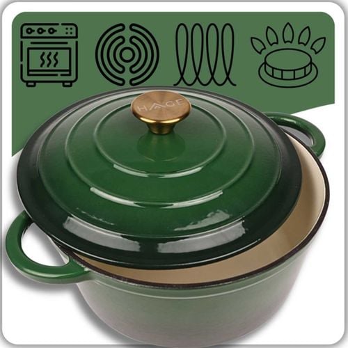 emaliowany garnek żeliwny 24cm 4l hage zielony na Arena.pl