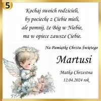 NASZYJNIK Z ANIOŁKIEM PREZENT NA CHRZEST ŚWIĘTY PAMIĄTKA CHRZTU DEDYKACJA