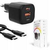 SZYBKA ŁADOWARKA USB C DO TELEFONU UNIWERSALNA 20W + KABEL USBC 100W CZARNA