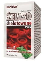 Żelazo Chelatowane Plus 30 tabletek Hemoglobina, Krew, Zmęczenie