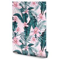 Tapeta Różowe STORCZYKI Liście Tropikalne Natura Do Salonu Sypialni