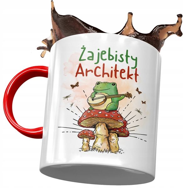 Kubek Czerwony Dla Architekta Żajebisty Architekt Z Nadrukiem Ze Zdjęciem zdjęcie 1