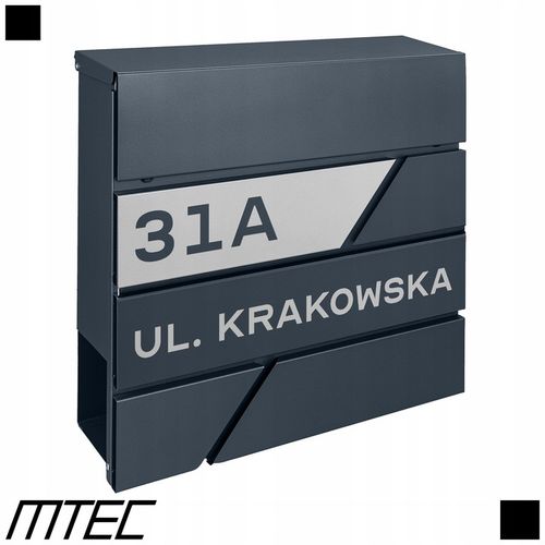 SKRZYNKA POCZTOWA NA LISTY POCZTĘ ANTRACYT + NAPIS Z ADRESEM ULICA NUMER na Arena.pl