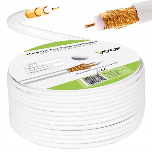 KABEL KONCENTRYCZNY PRZEWÓD ANTENOWY DO TV SAT DVB-T2 MIEDŹ CU 4K na Arena.pl