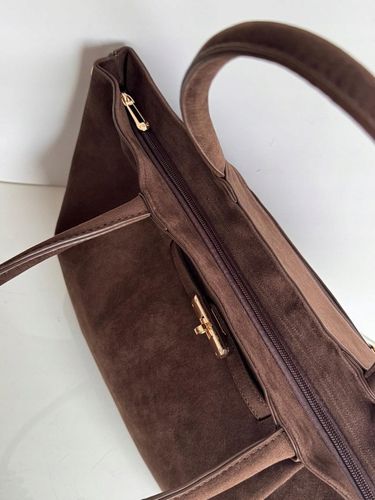 Torebka Flora&Co duża czekoladowa zamsz eco zamszowa ciemny brązowa shopper na Arena.pl