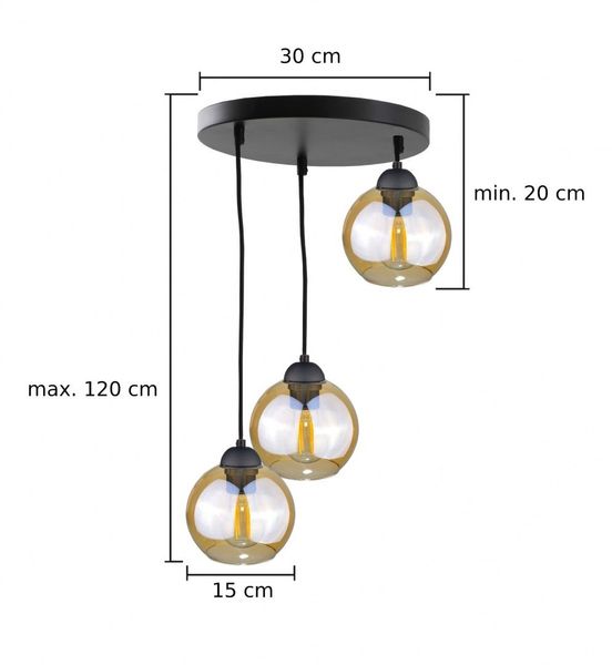 Lampa wisząca 3xE27 AMBRE BLACK zdjęcie 4
