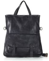 Skórzana torebka plecak z kieszenią z przodu - MARCO MAZZINI czarny