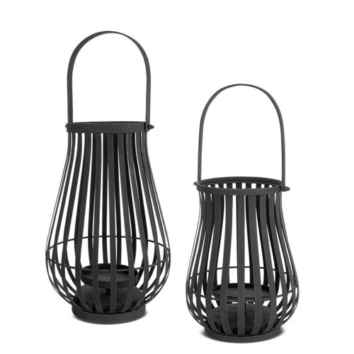 Lampion dekoracyjny metalowy na świeczkę 27X27X42 grafitowy na Arena.pl