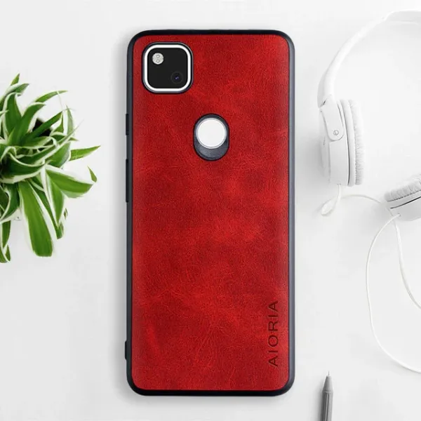 Etui AIORIA Vintage LEATHER do Google Pixel 4A czerwony zdjęcie 1