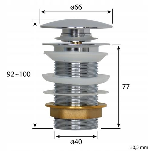 KOREK CHROMOWANY KLIK KLAK UMYWALKOWY AUTOMATYCZNY BEZ PRZELEWU na Arena.pl