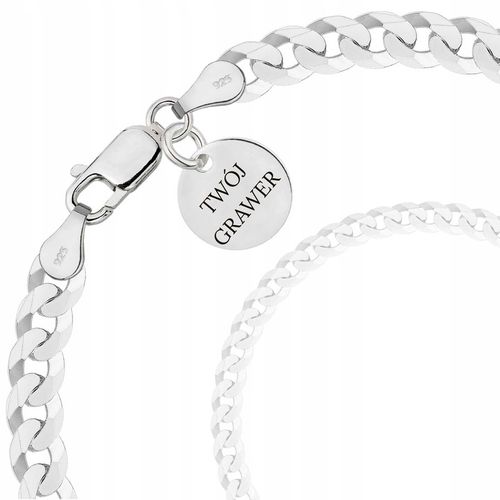 SREBRNA PEŁNA BRANSOLETKA MĘSKA PANCERKA PR. 925 + PUDEŁKO Z DEDYKACJĄ na Arena.pl